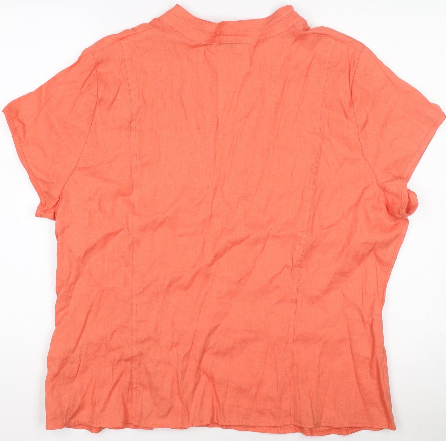 Marks and Spencer Autograph Women’s Orange Linen Blend Wrap Blouse Size 12