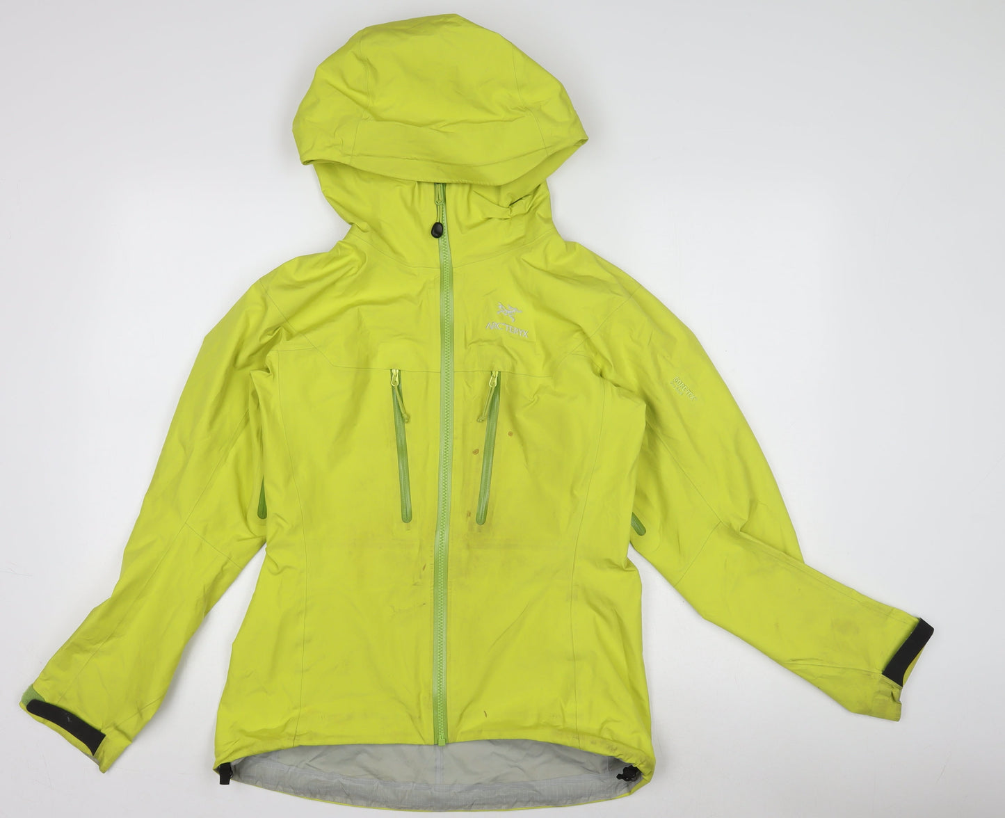 Arc'teryx Women's Yellow Waterproof Hooded Rain Jacket Size S