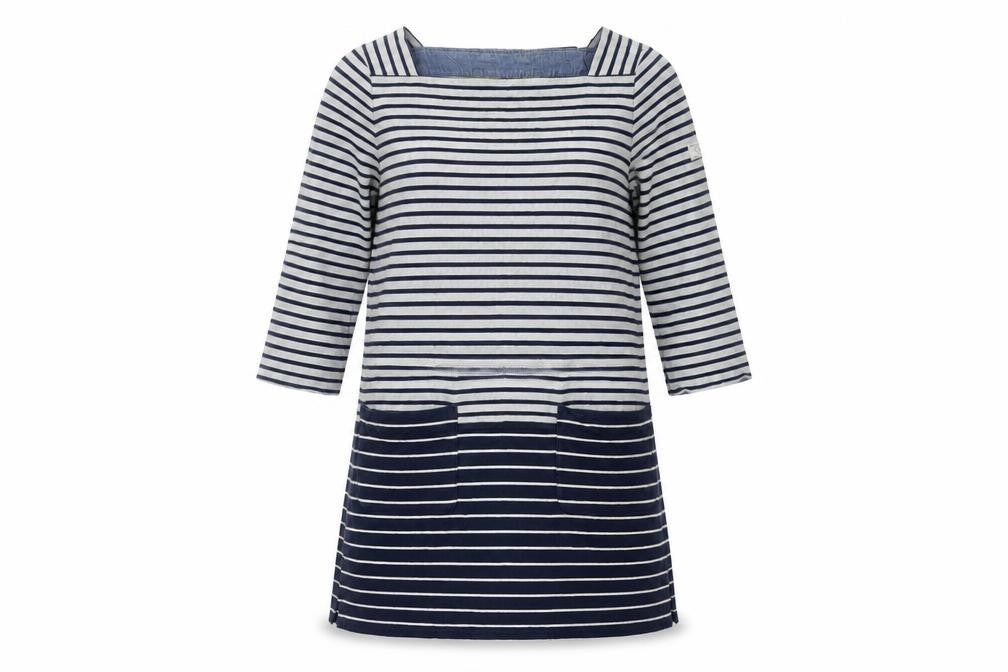 Joules Women Blue Striped Cotton Shift Dress Size 12 Nautical Style
