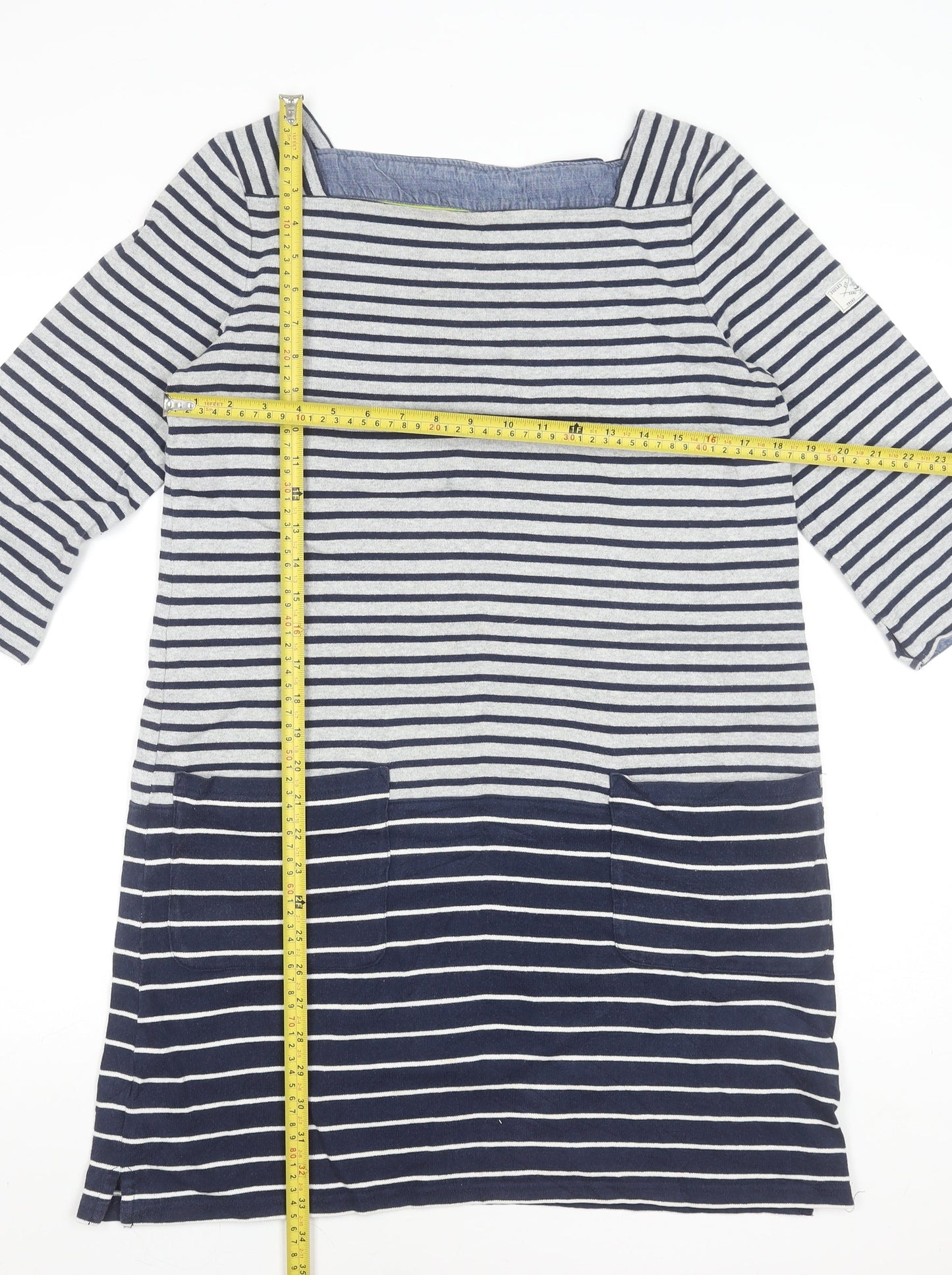 Joules Women Blue Striped Cotton Shift Dress Size 12 Nautical Style