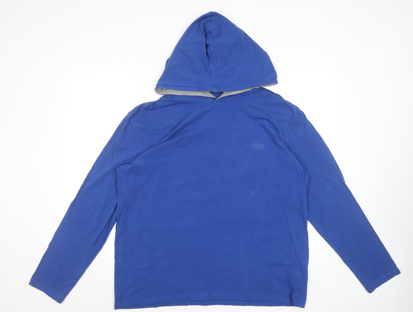Hugo Boss Men's Blue 2XL Pullover Hoodie Lightweight Cotton Jersey