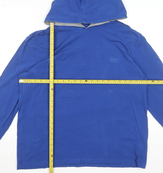 Hugo Boss Men's Blue 2XL Pullover Hoodie Lightweight Cotton Jersey