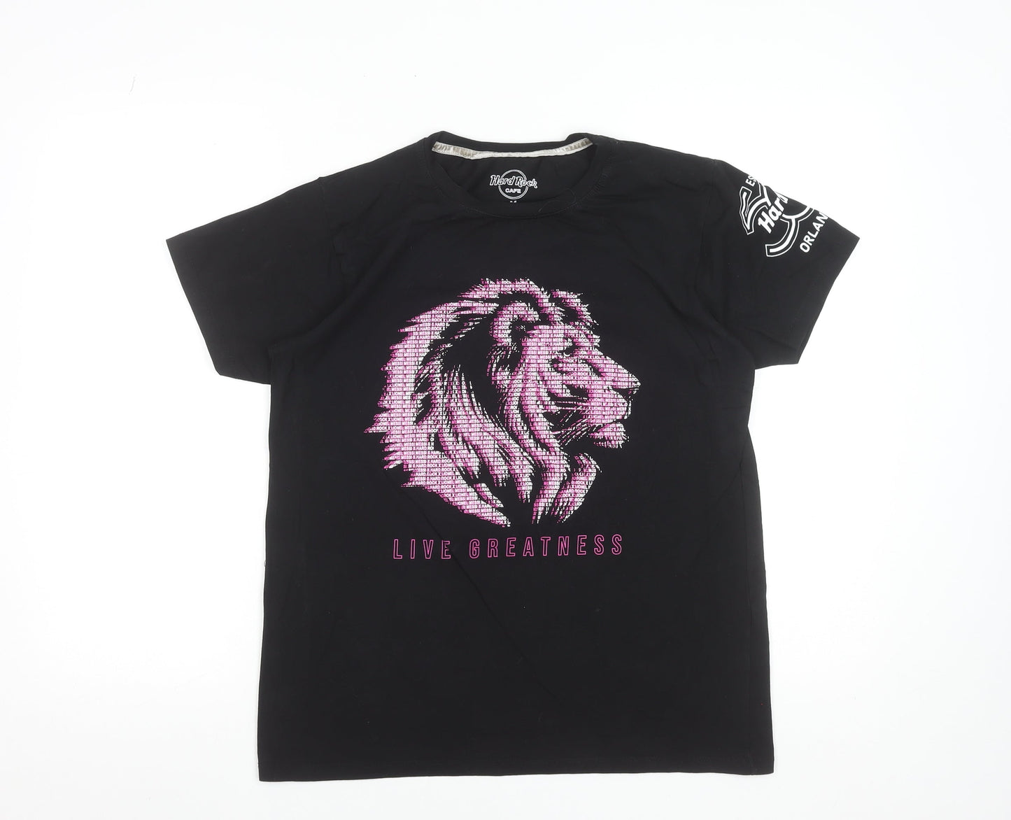 Hard Rock Cafe Men's Black Cotton Lion Graphic T-Shirt Size M