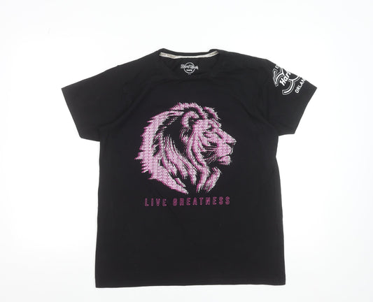Hard Rock Cafe Men's Black Cotton Lion Graphic T-Shirt Size M