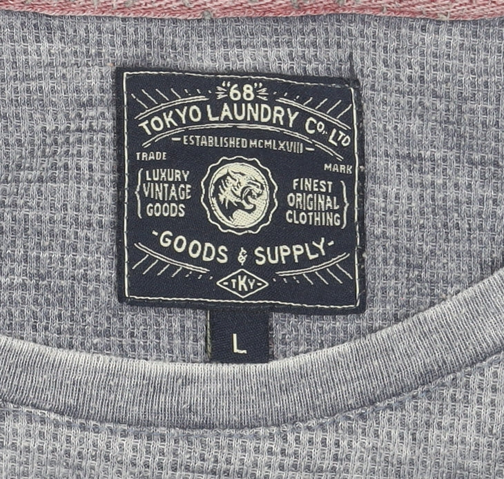 Mens UK Size L Tokyo Laundry Blue  Cotton Blend T-Shirt