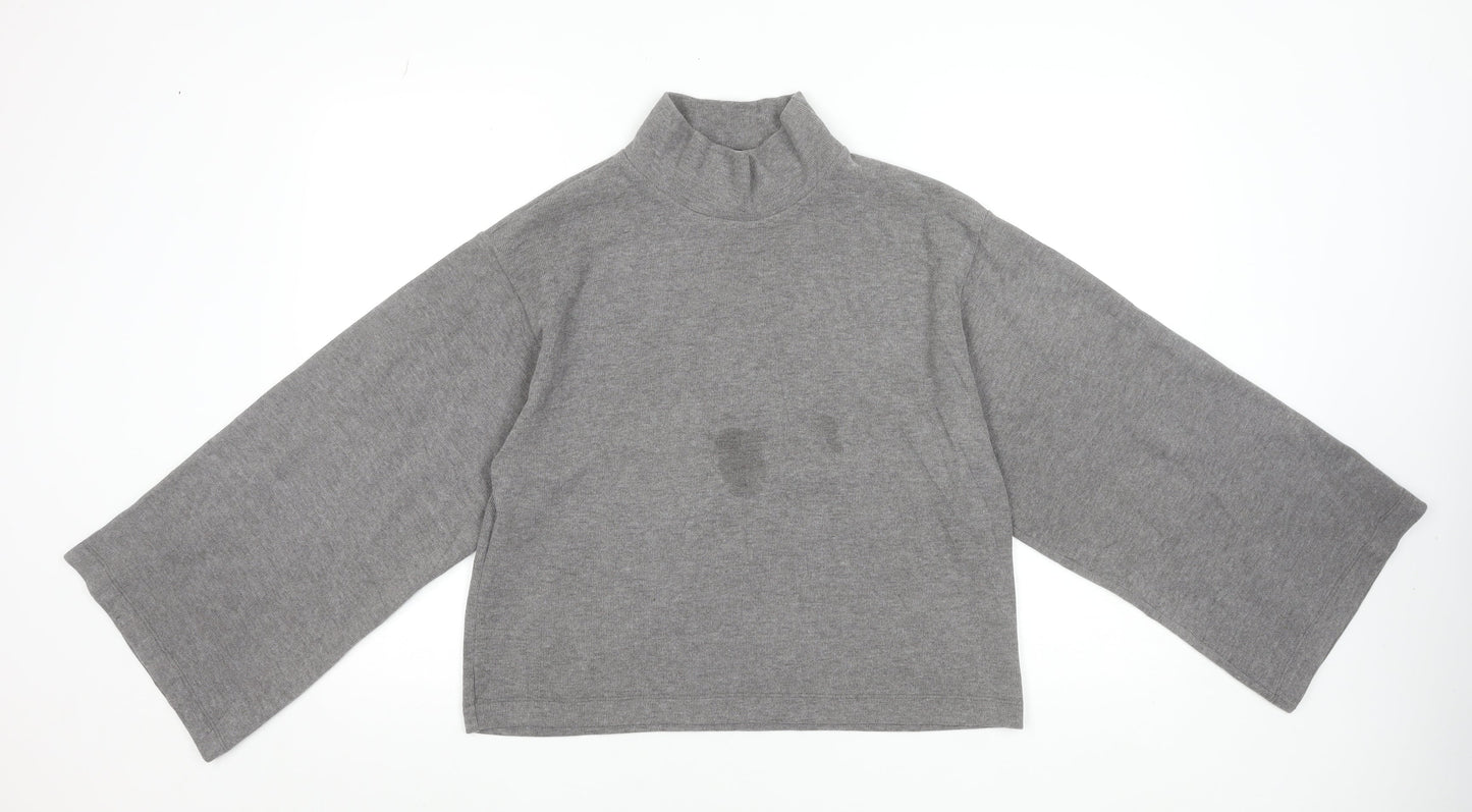 ASOS Design Women’s Grey Cropped Mock Neck Long Sleeve Top Size S