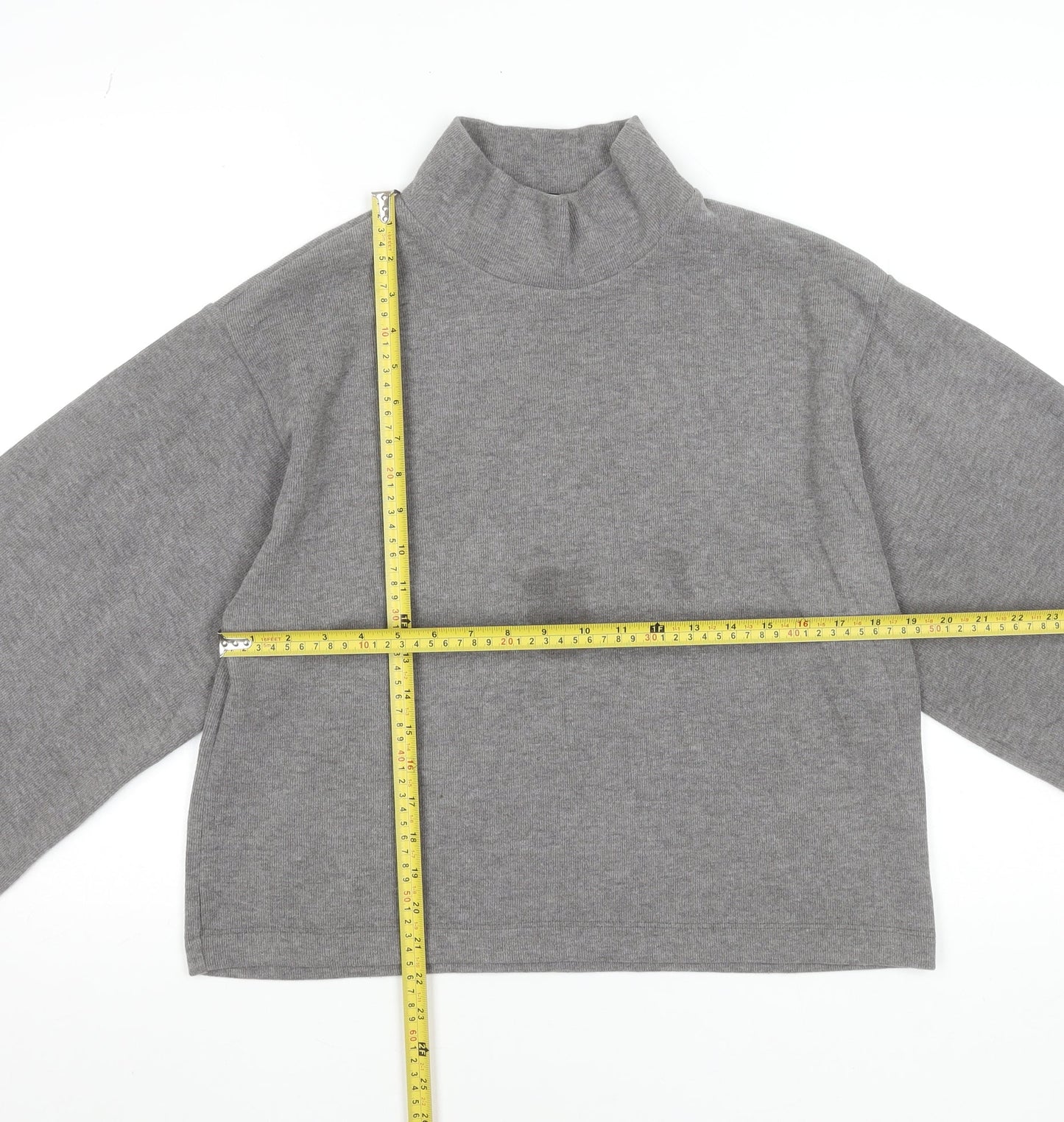 ASOS Design Women’s Grey Cropped Mock Neck Long Sleeve Top Size S