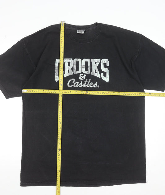 Crooks & Castles Men's Black XL Graphic Crew Neck Cotton T-Shirt