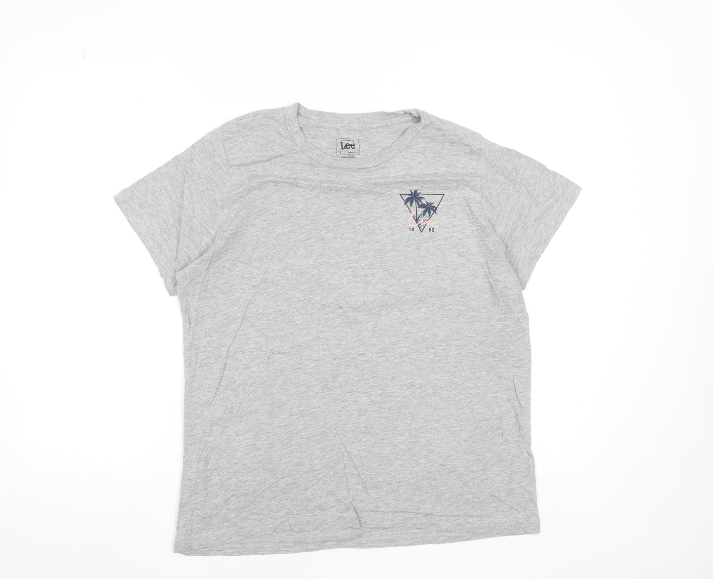 Lee Men's Grey Graphic Palm Tree Regular Fit T-Shirt L