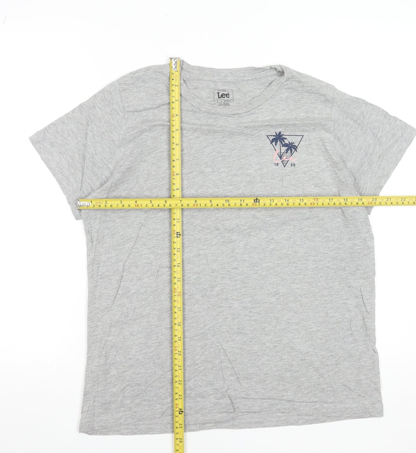 Lee Men's Grey Graphic Palm Tree Regular Fit T-Shirt L