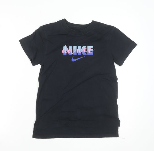 Nike Girls Black Dance Graphic T-Shirt Size 146cm M