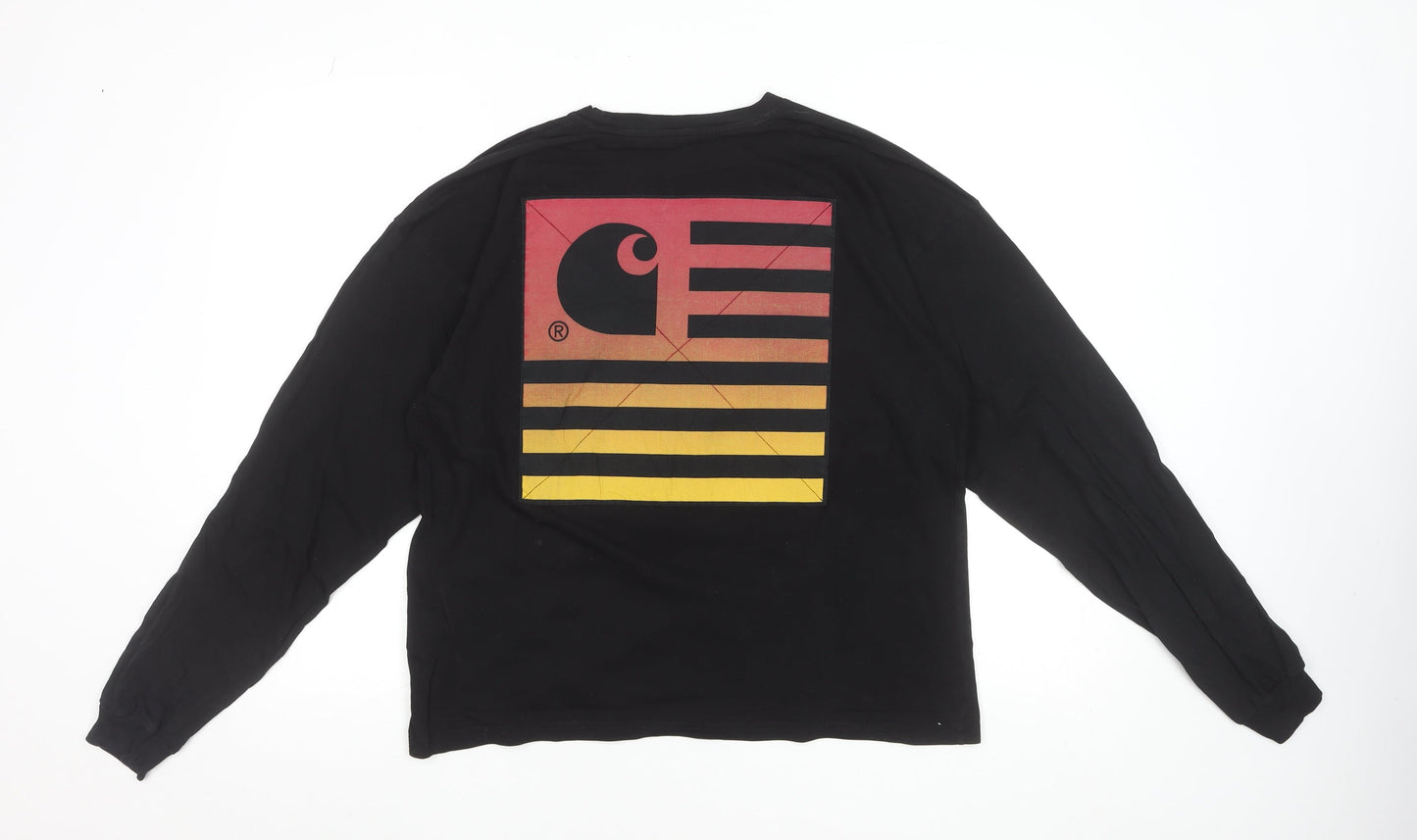 Carhartt WIP Womens Black Long Sleeve Cotton Graphic T-Shirt Size S