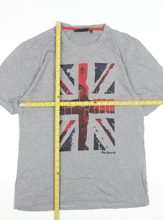 Peter Storm Men’s Grey Union Jack Graphic Cotton T-Shirt Size M