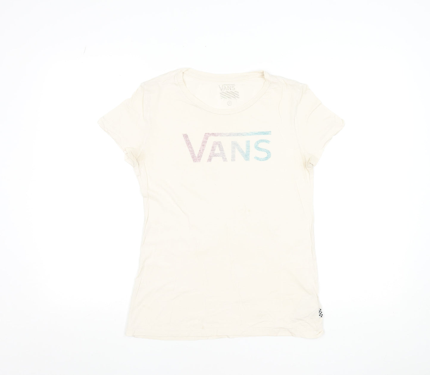 Vans Womens Ivory Short Sleeve Basic Cotton T-Shirt Size M