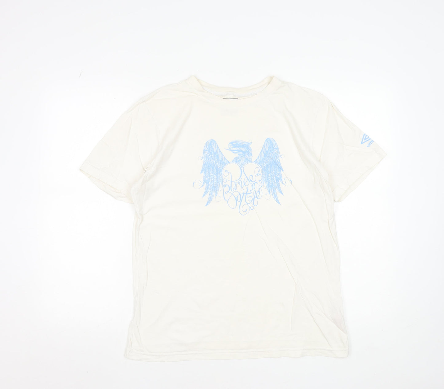 Umbro Men's White Graphic Sports T-Shirt Size L Short Sleeve Cotton