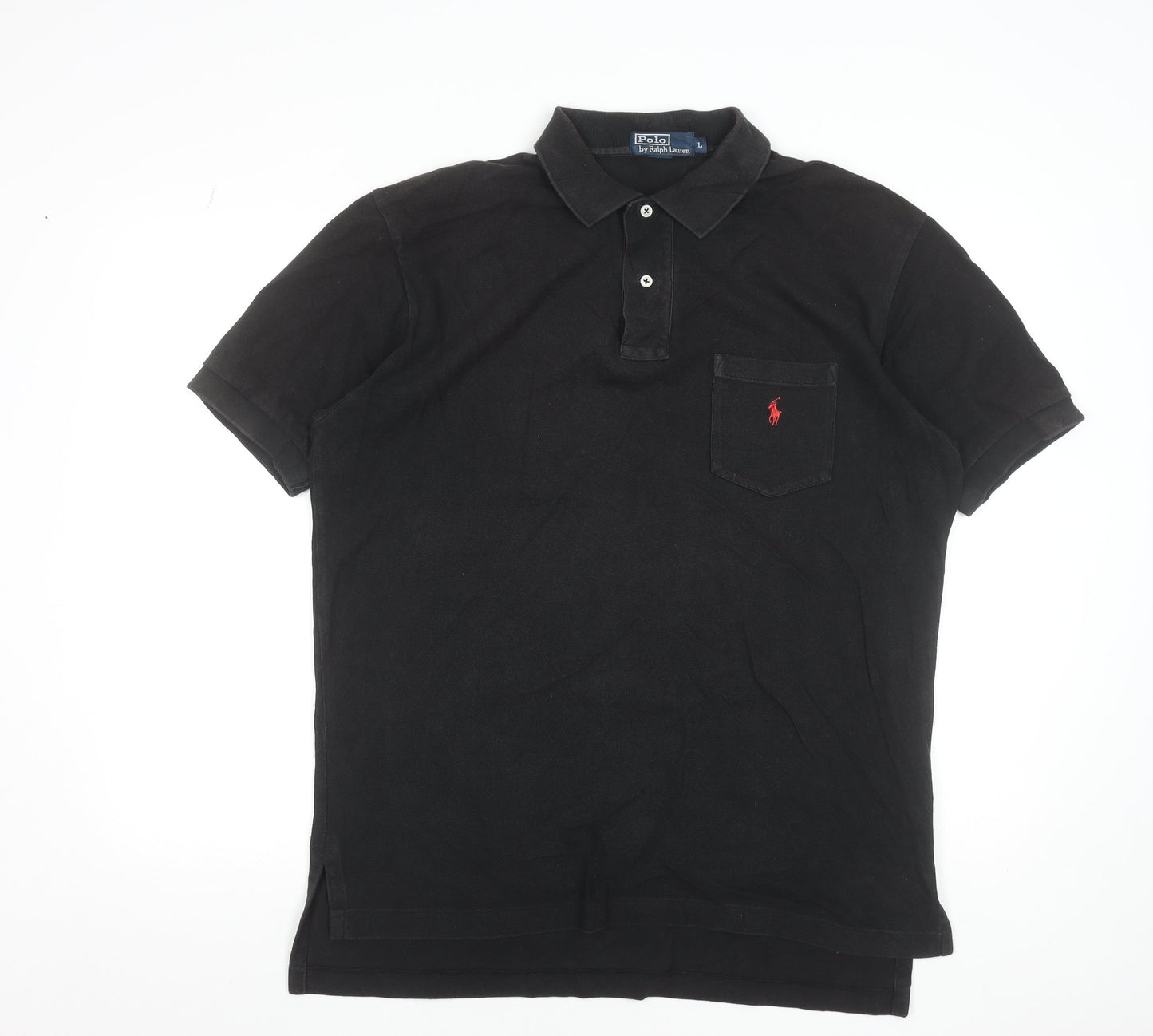Ralph Lauren Men's Black Cotton Polo Shirt Size L Classic Fit