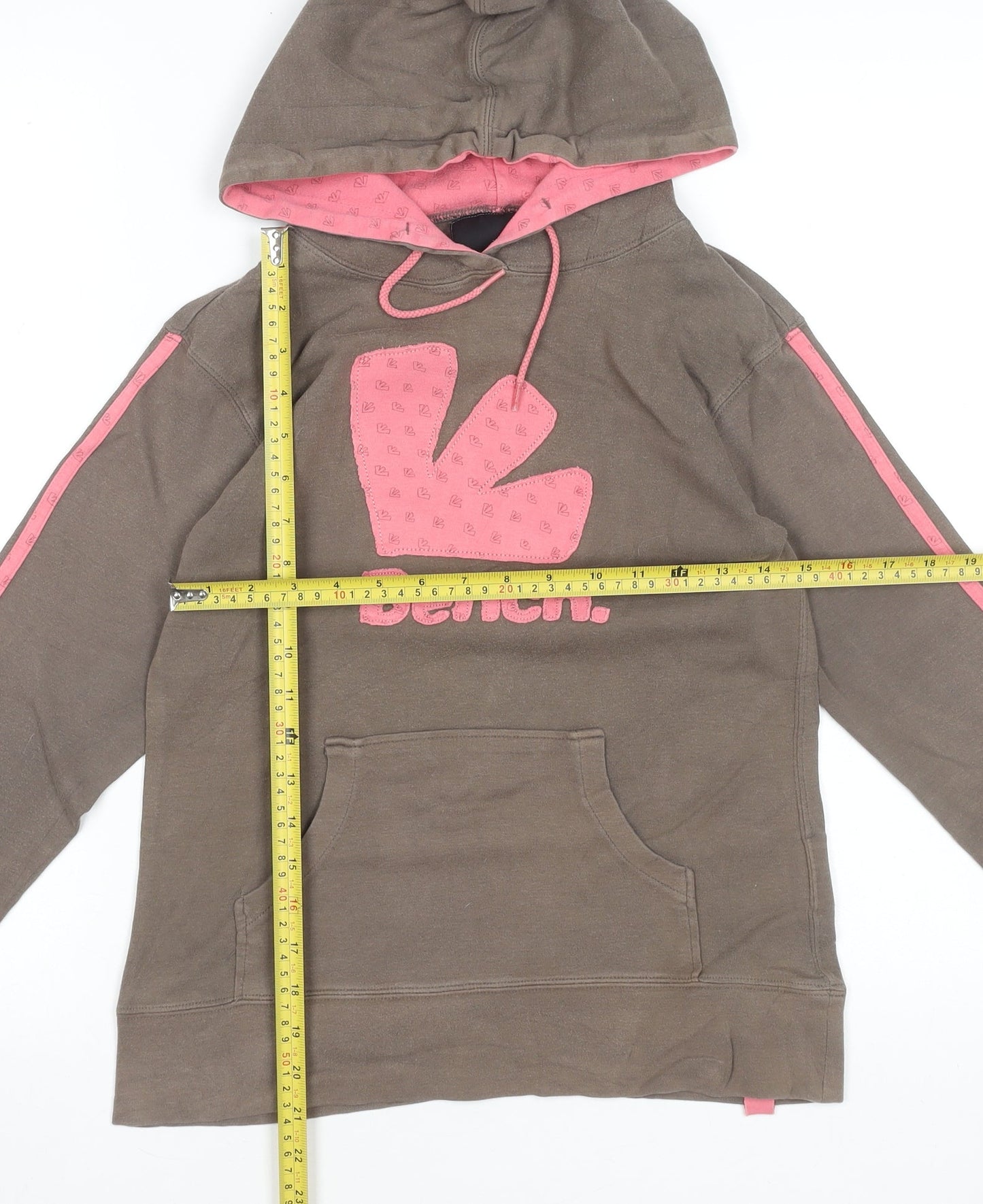Bench Womens Brown Pink Hoodie Medium 100% Cotton Pullover