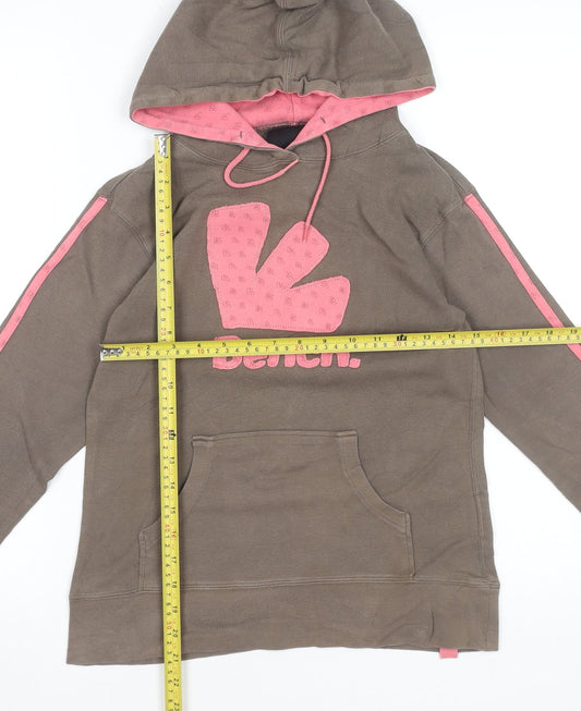 Bench Womens Brown Pink Hoodie Medium 100% Cotton Pullover
