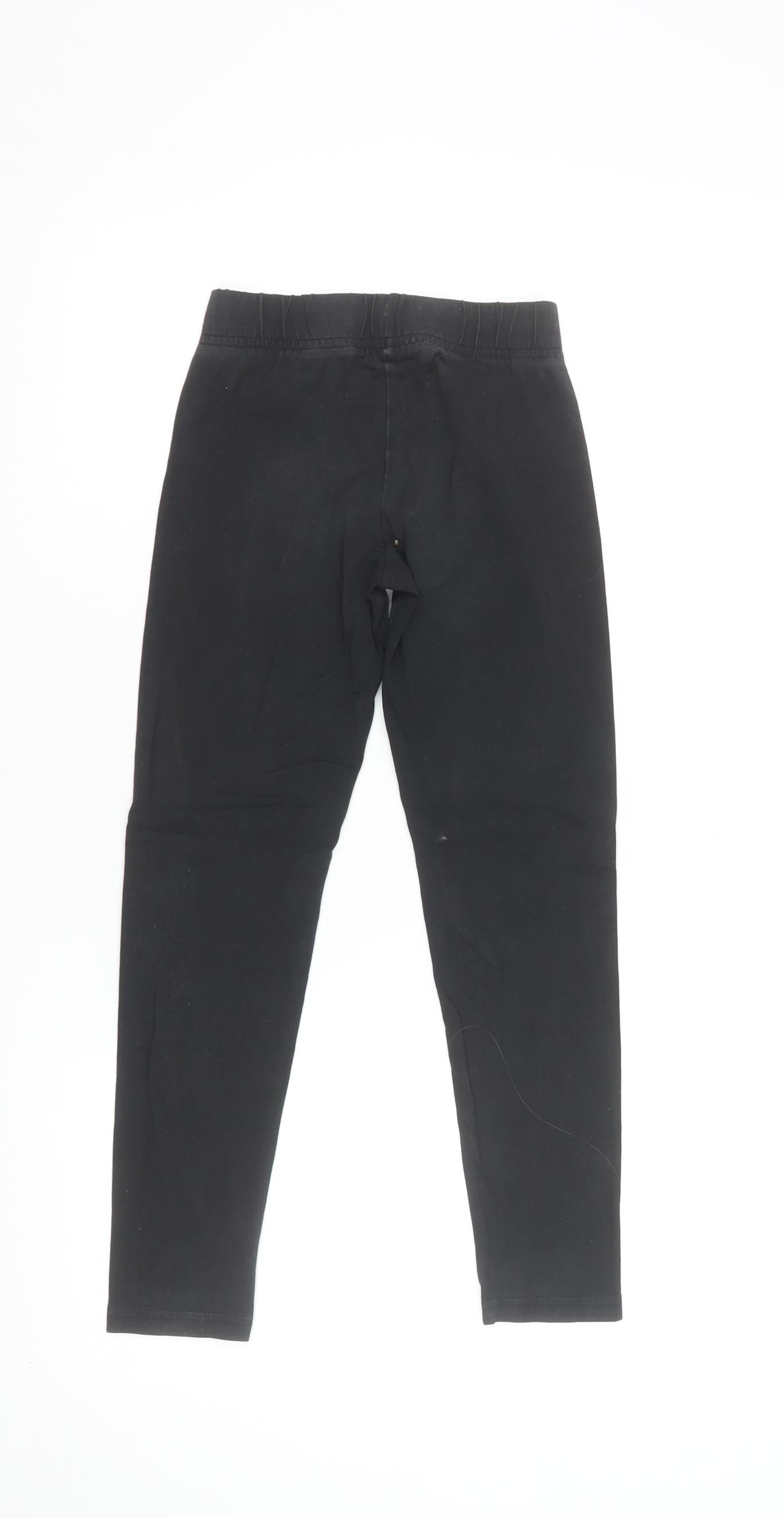 adidas Girls Black Ankle Leggings Size 10 Years Stretch Cotton Blend