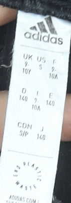 adidas Girls Black Ankle Leggings Size 10 Years Stretch Cotton Blend