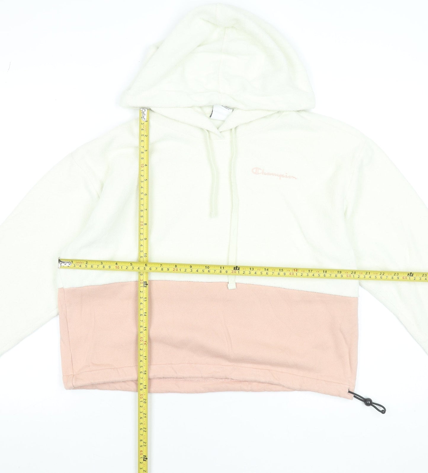 Champion Women's Beige & Pink Pullover Hoodie Size M Colourblock