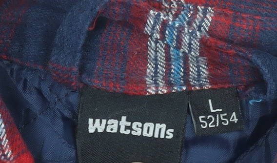 Watsons Men's Blue Red Check Flannel Lined Cotton Shirt Size L