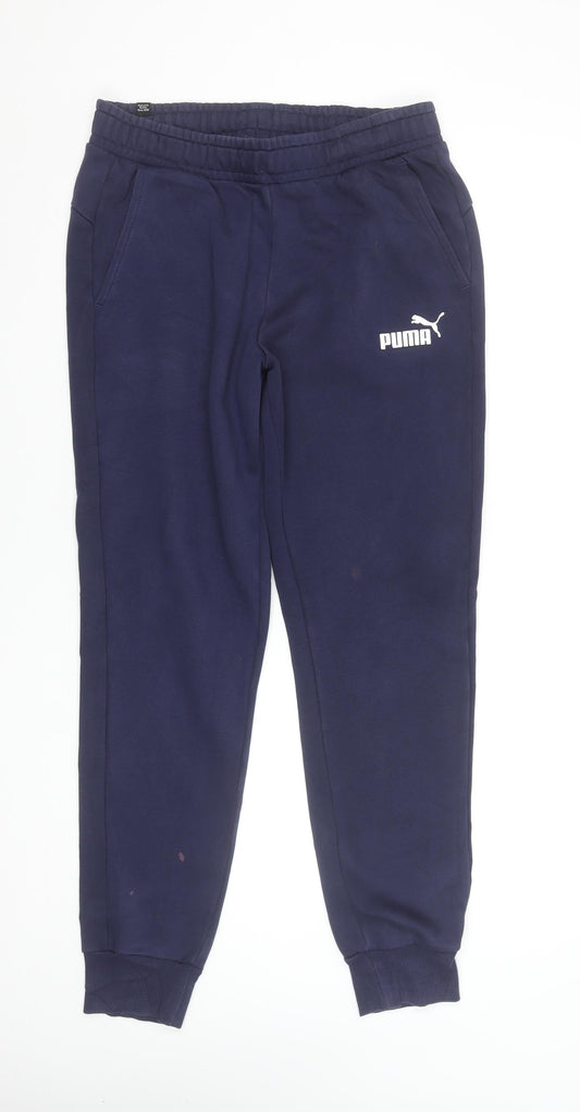 Puma Men's Blue Joggers M Fleece Sweatpants Elastic Waist
