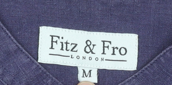 Fitz & Fro Men’s Purple Linen Long Sleeve Band Collar Shirt M