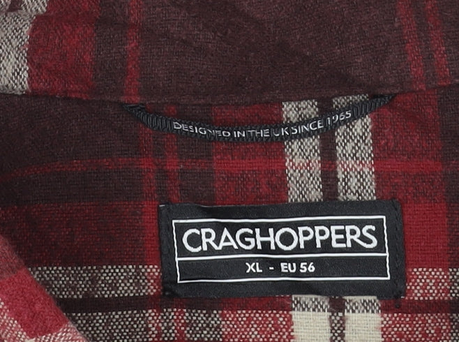 Craghoppers Men's Red Plaid Button-Up Flannel Shirt XL