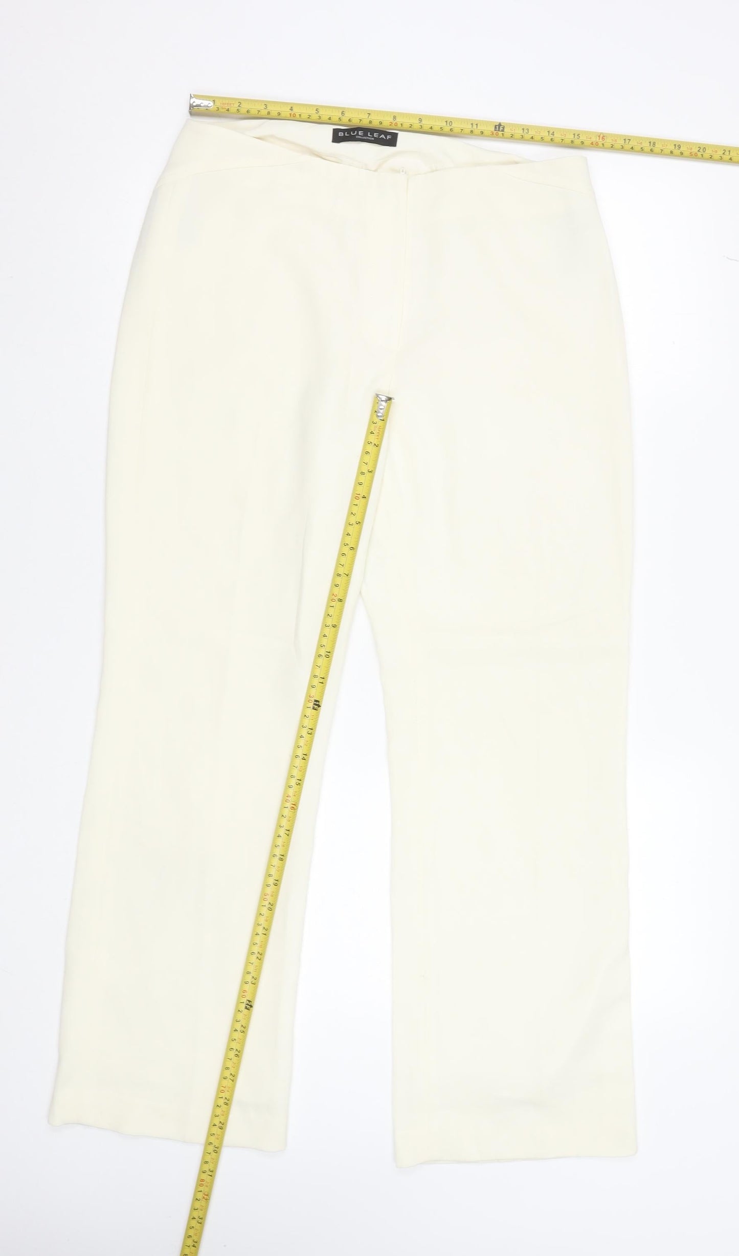 Blue Leaf Women Ivory Polyester Dress Pants Size 14