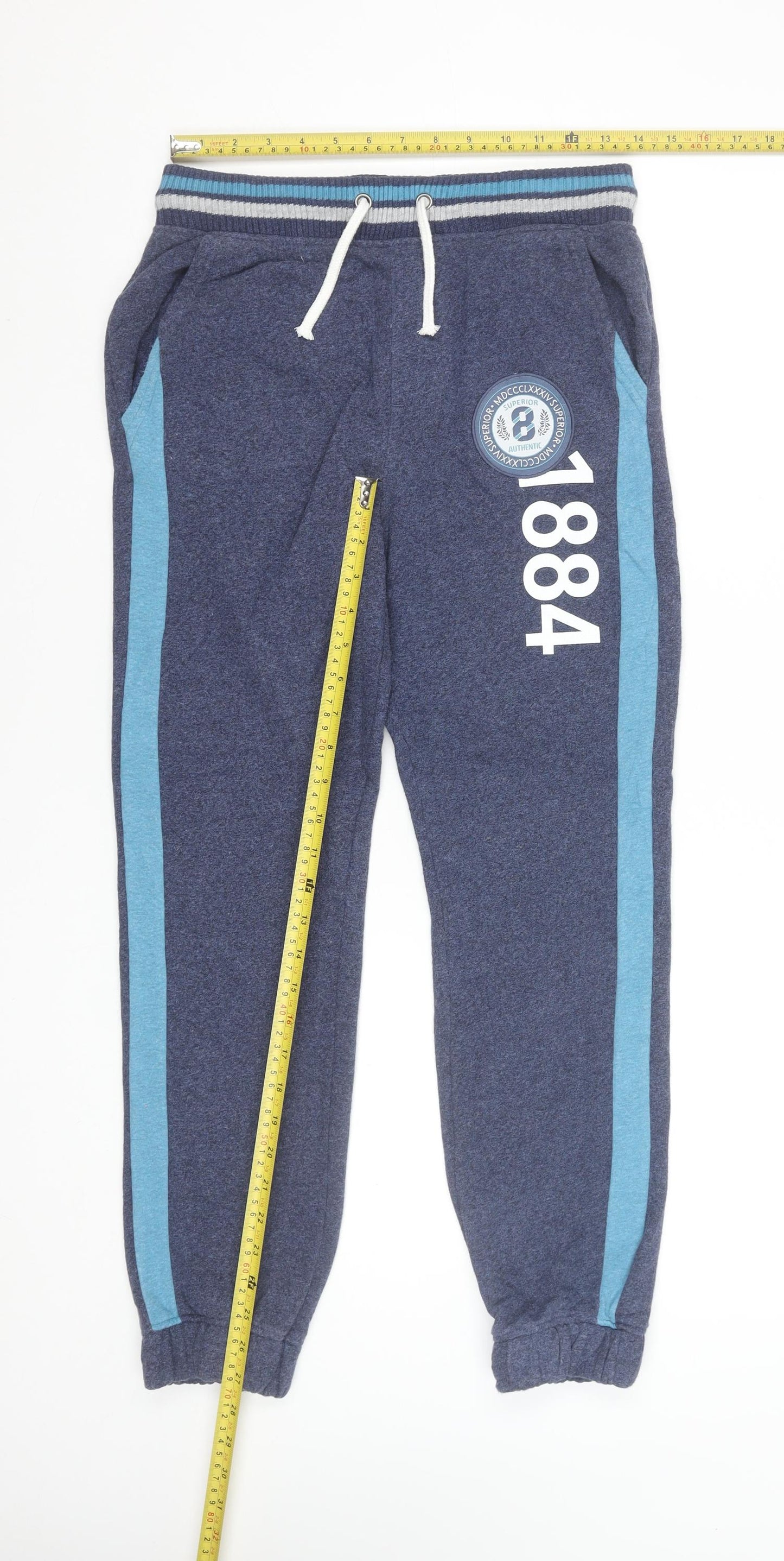 Marks and Spencer Boys Blue Jogger Trousers 12-13 Years Sports Side Stripe