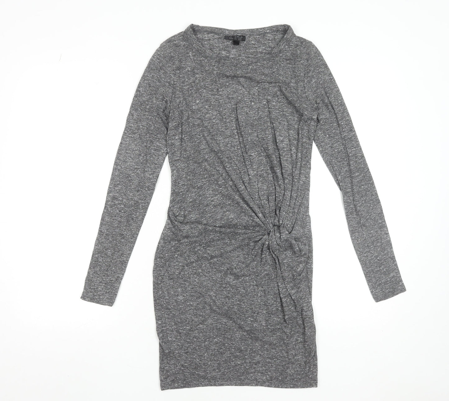 Topshop Women Grey Bodycon Ruched Jersey Dress Size 6