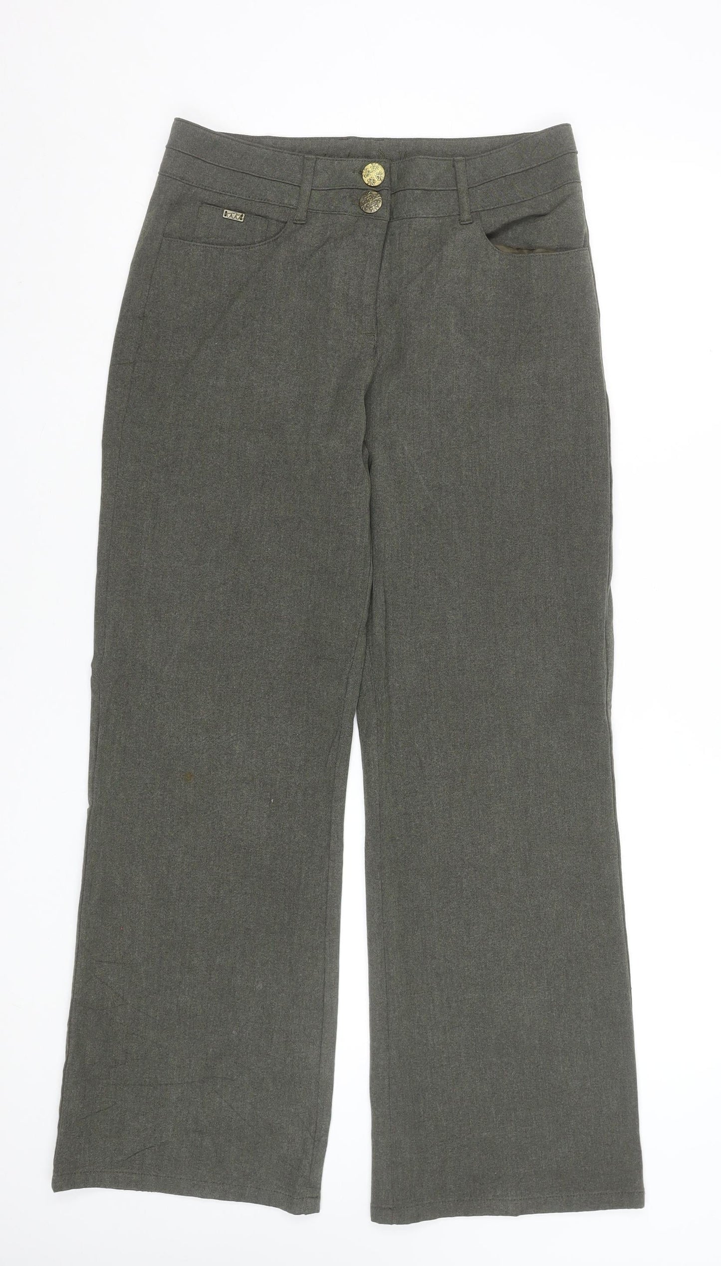 Rohofny Women’s Grey Wide-Leg Trousers Size M Linen Blend
