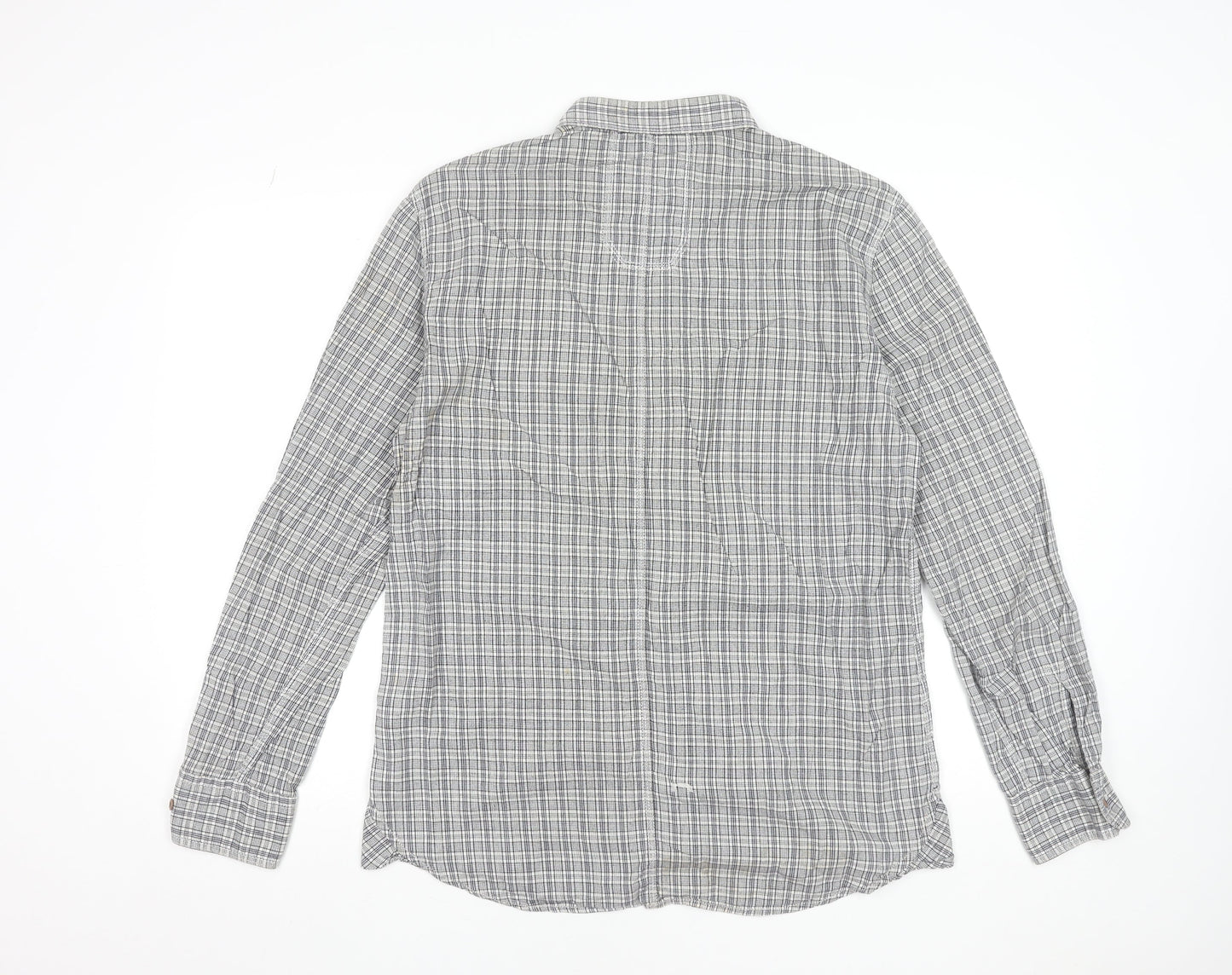 French Connection Men's Grey Check Button-Up Long Sleeve Shirt Size L