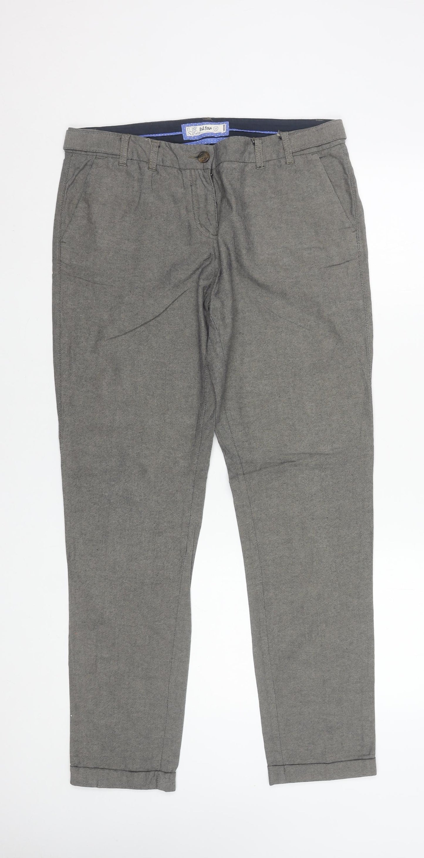 Fat Face Women’s Grey Cotton Chino Trousers Size 12 Regular