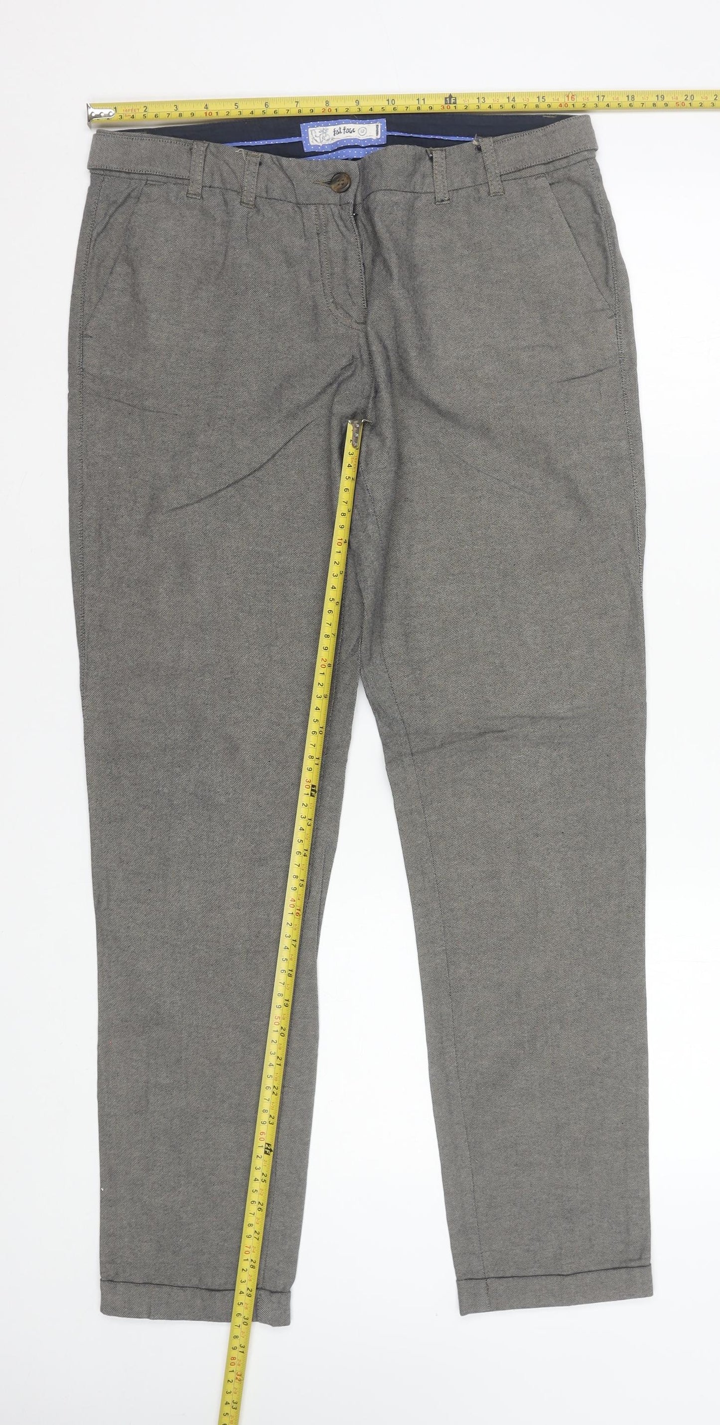 Fat Face Women’s Grey Cotton Chino Trousers Size 12 Regular