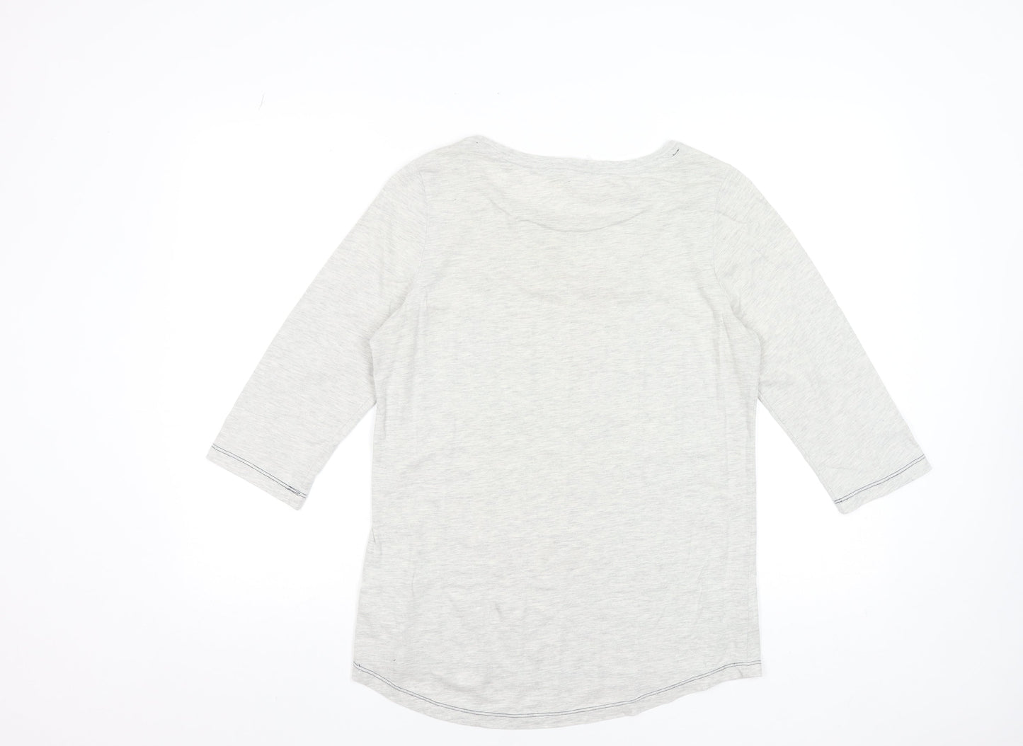 Fat Face Women's Grey 3/4 Sleeve Crew Neck Cotton T-Shirt UK 12