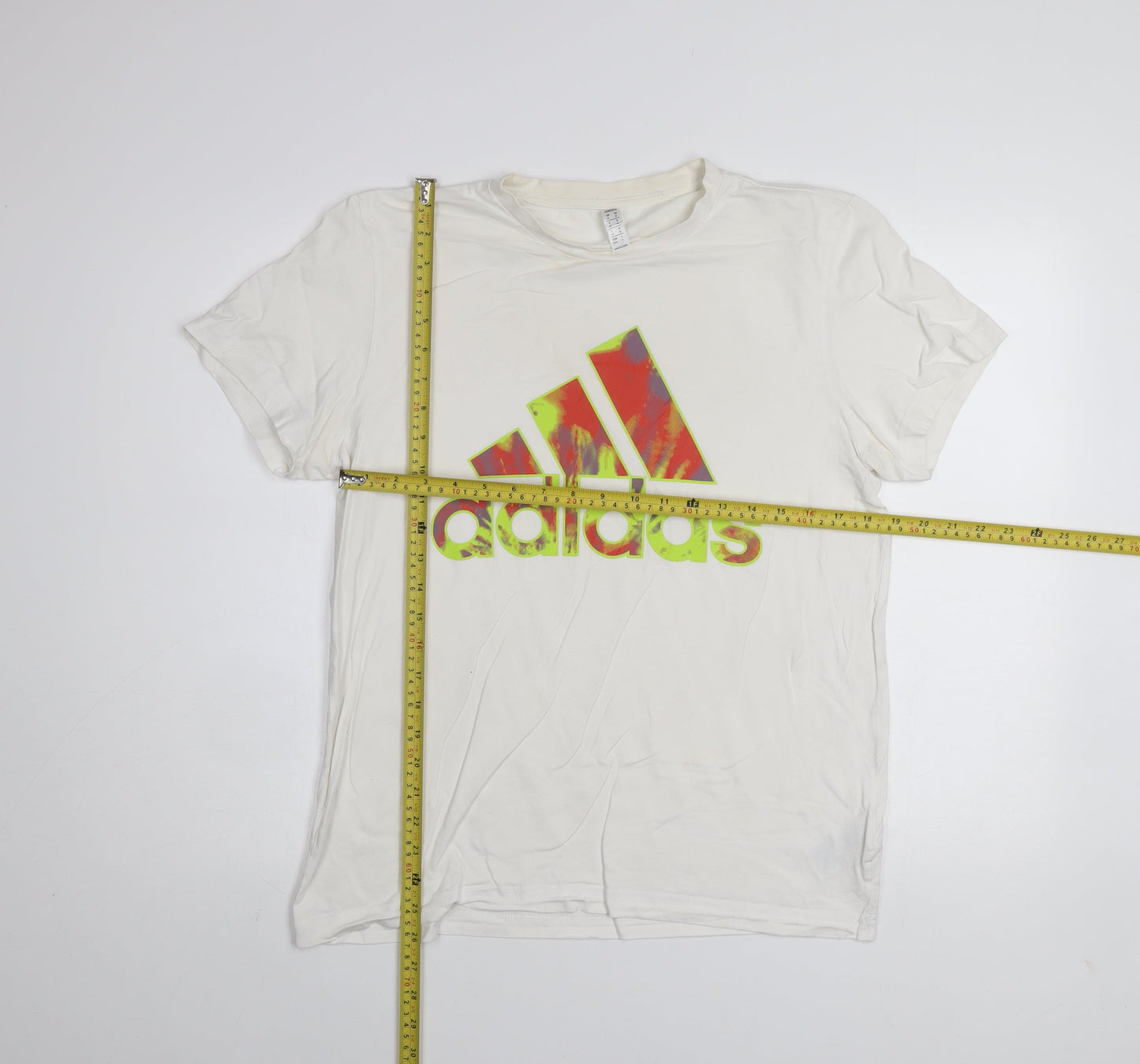 Adidas Men's Cream Logo Graphic Cotton T-Shirt M