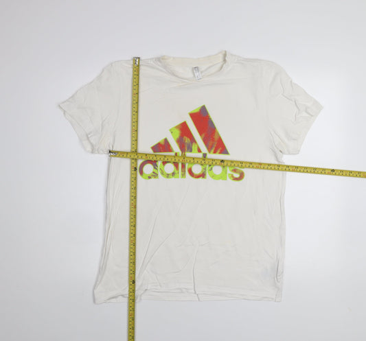 Adidas Men's Cream Logo Graphic Cotton T-Shirt M