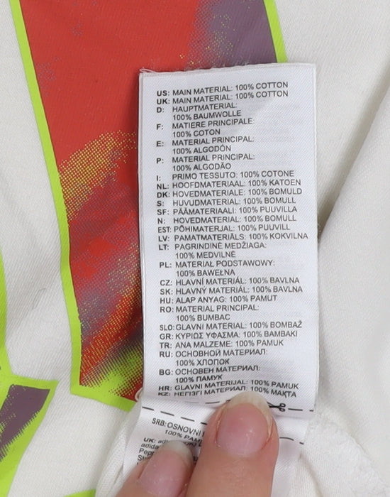 Adidas Men's Cream Logo Graphic Cotton T-Shirt M