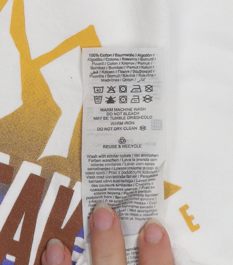 Jack & Jones Men's White Regular Fit Mountain Graphic T-Shirt M