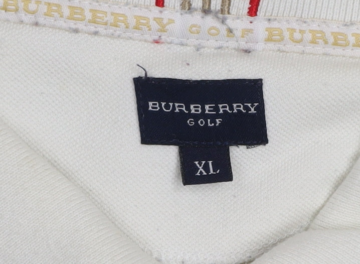 Burberry Golf Men's Ivory Cotton Polo Shirt XL Classic Fit
