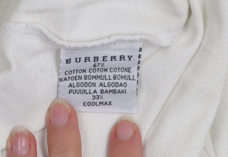 Burberry Golf Men's Ivory Cotton Polo Shirt XL Classic Fit