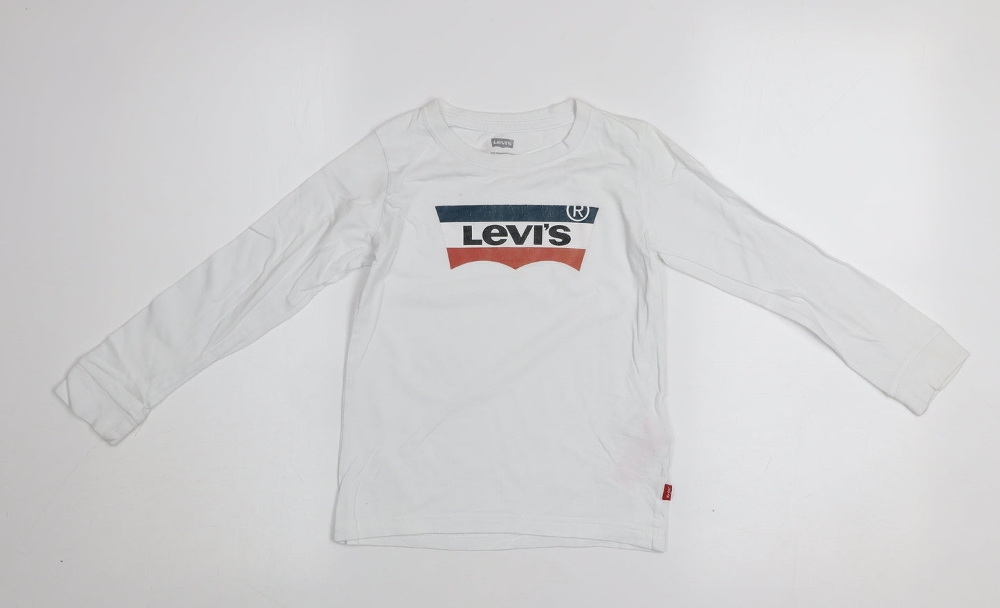 Levi's Boys White Long Sleeve Logo Cotton T-Shirt 6 Years