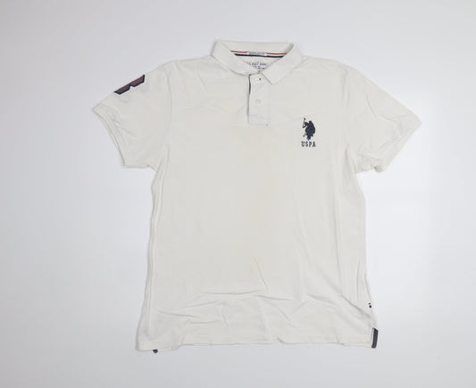 U.S. Polo Assn. Men's White Regular Fit Cotton Polo Shirt XL