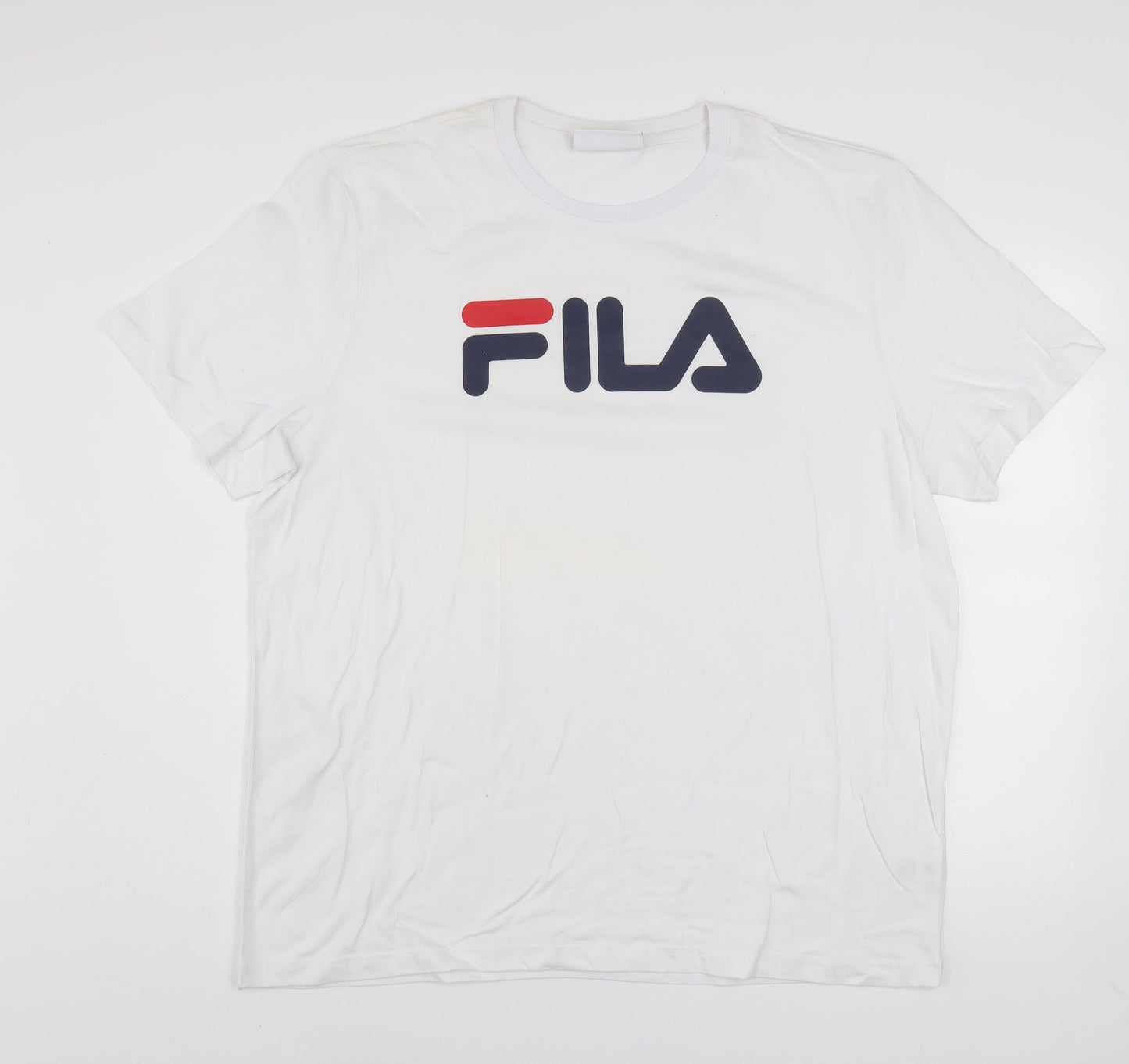 FILA Men's White 2XL Logo Graphic Short Sleeve Cotton T-Shirt