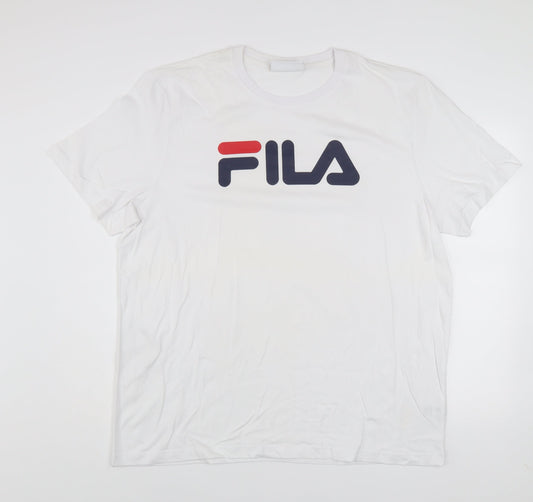 FILA Men's White 2XL Logo Graphic Short Sleeve Cotton T-Shirt