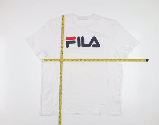 FILA Men's White 2XL Logo Graphic Short Sleeve Cotton T-Shirt