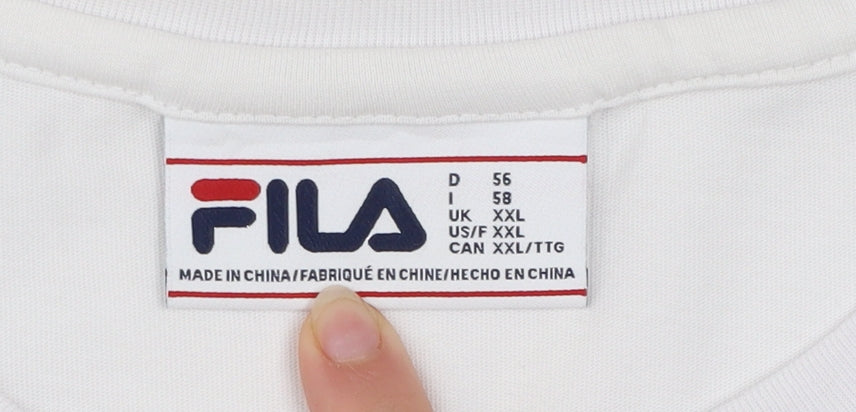 FILA Men's White 2XL Logo Graphic Short Sleeve Cotton T-Shirt