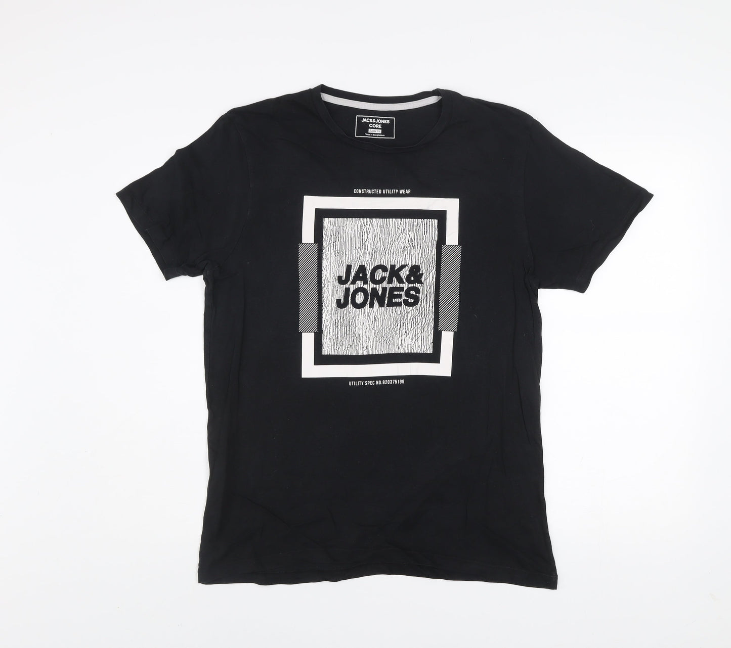 Jack & Jones Men’s Black Slim Fit Graphic T-Shirt Size M